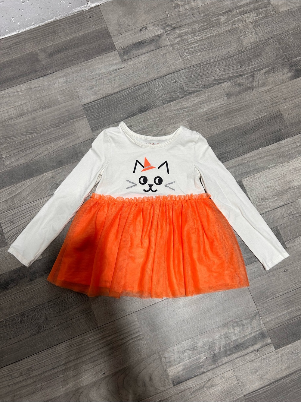 Cat & Jack Halloween Witch Cat Long Sleeve Tulle Top 5T